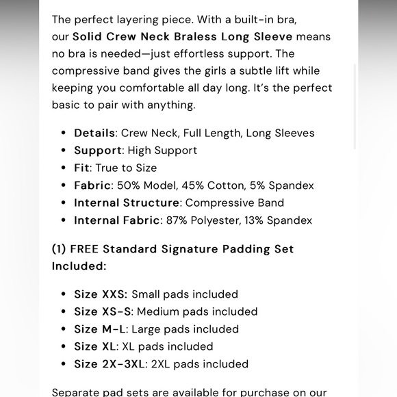 Solid Crew Neck Braless Long Sleeve - Picture 2 of 2